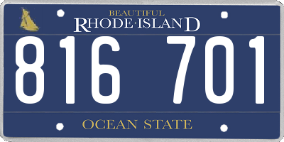 RI license plate 816701