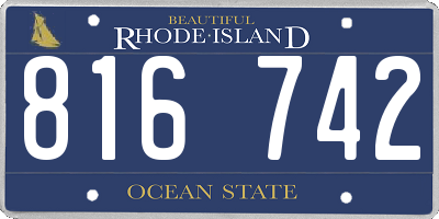 RI license plate 816742