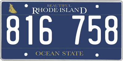 RI license plate 816758