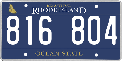 RI license plate 816804
