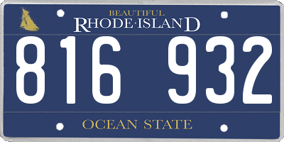 RI license plate 816932