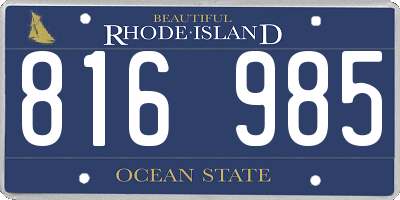 RI license plate 816985