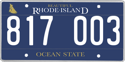 RI license plate 817003