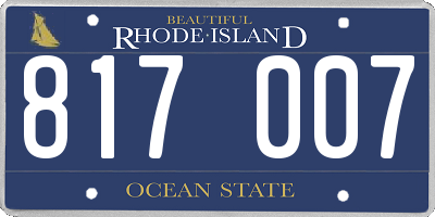 RI license plate 817007