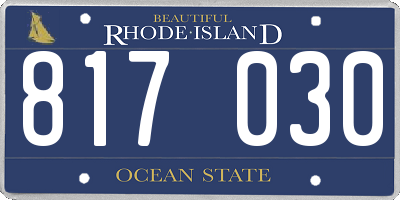 RI license plate 817030