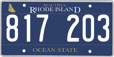 RI license plate 817203