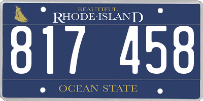 RI license plate 817458
