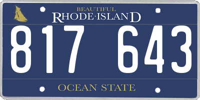 RI license plate 817643