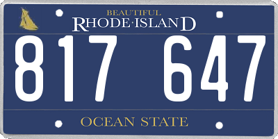 RI license plate 817647