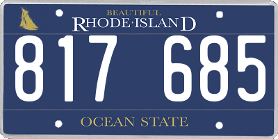 RI license plate 817685