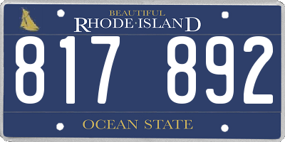 RI license plate 817892