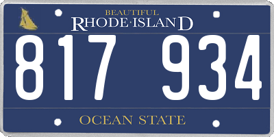 RI license plate 817934