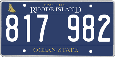 RI license plate 817982