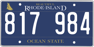 RI license plate 817984