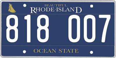 RI license plate 818007