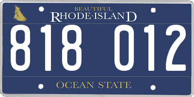 RI license plate 818012