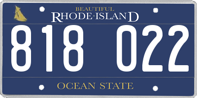 RI license plate 818022