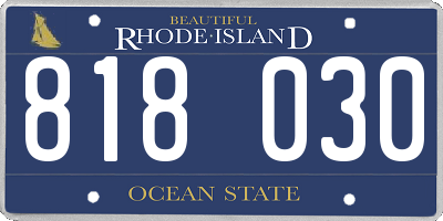 RI license plate 818030