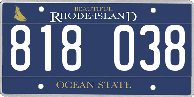 RI license plate 818038