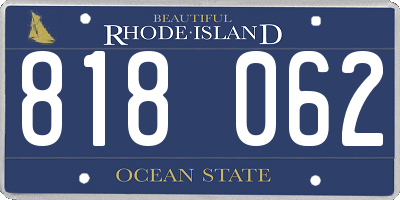 RI license plate 818062