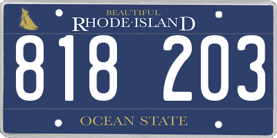 RI license plate 818203