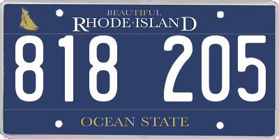 RI license plate 818205