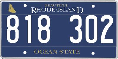 RI license plate 818302