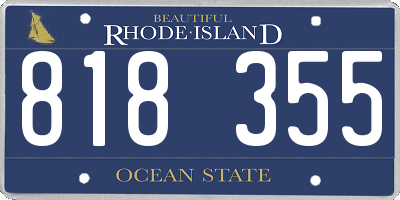 RI license plate 818355
