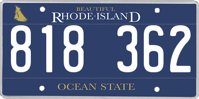 RI license plate 818362