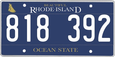 RI license plate 818392