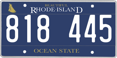RI license plate 818445