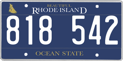 RI license plate 818542