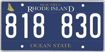 RI license plate 818830