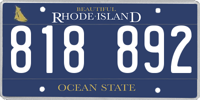 RI license plate 818892