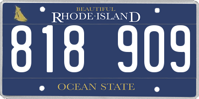 RI license plate 818909