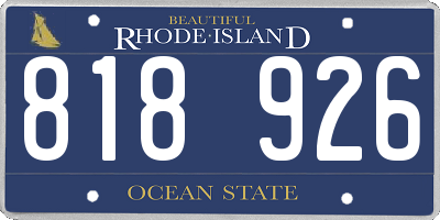 RI license plate 818926
