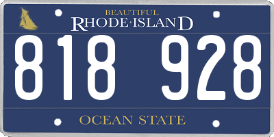 RI license plate 818928