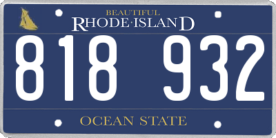 RI license plate 818932