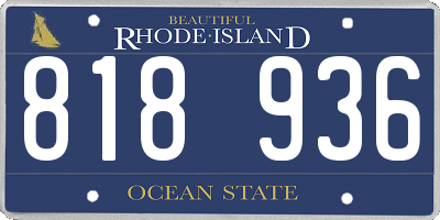 RI license plate 818936