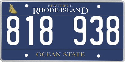 RI license plate 818938