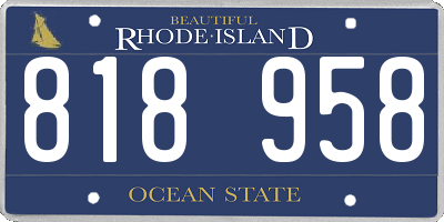 RI license plate 818958