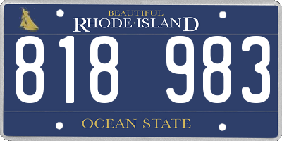 RI license plate 818983