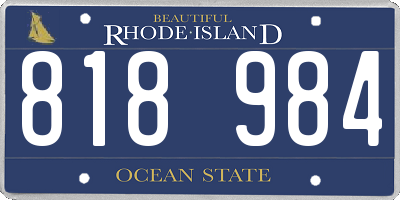 RI license plate 818984