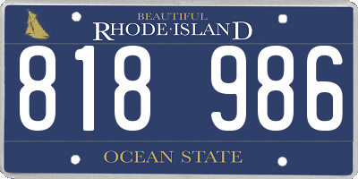 RI license plate 818986