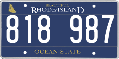 RI license plate 818987
