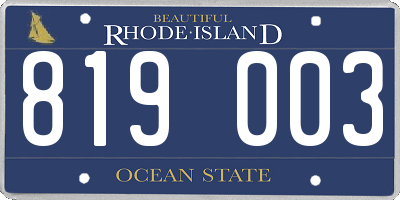 RI license plate 819003