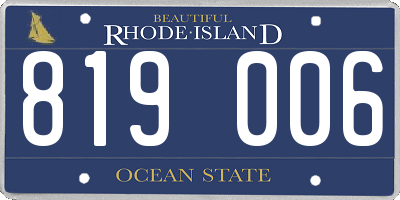 RI license plate 819006