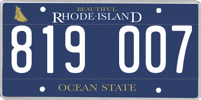 RI license plate 819007