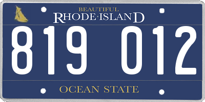RI license plate 819012