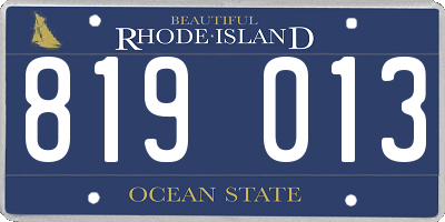 RI license plate 819013